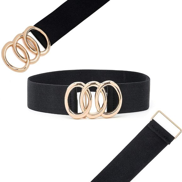 Women Stretchy Wide Belt Vintage, Black Elastic main image 4